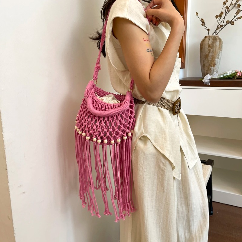 Women Hand Bags Sale - Letnia, boho torebka z frędzlami z