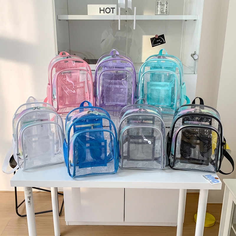Women Bags Sale - Plecak z przezroczystego PVC z zamkiem