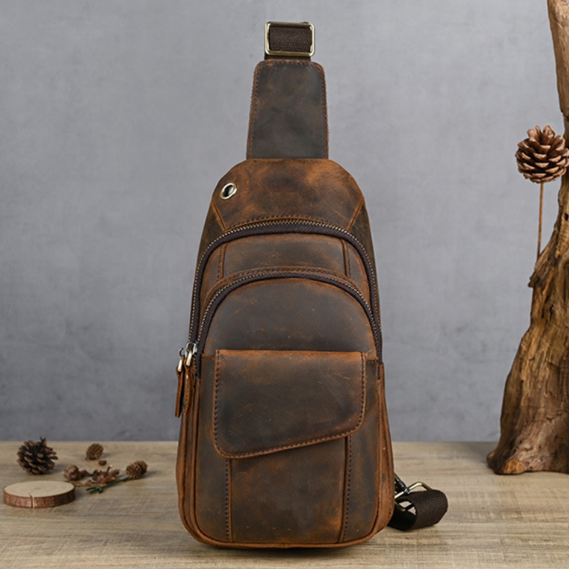 Saddle Bag Leather - Luksusowa, wielofunkcyjna męska torba na klatkę
