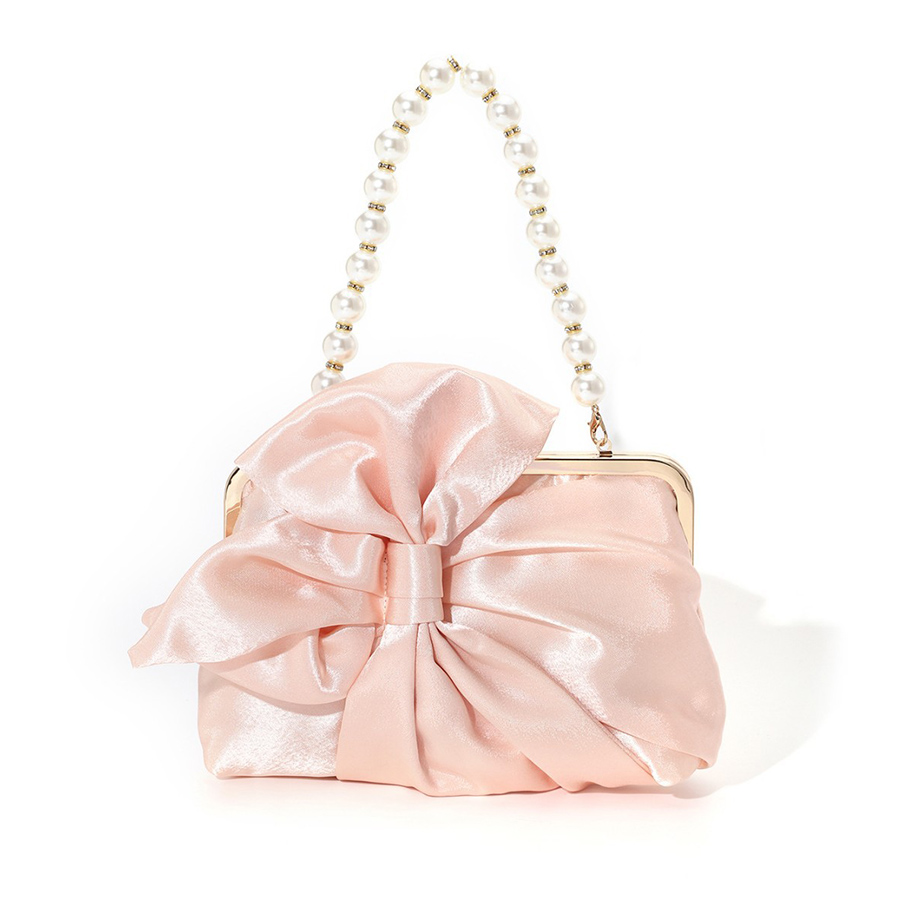 Evening Bag Beaded - Białe satynowe torebki wieczorowe z dużą
