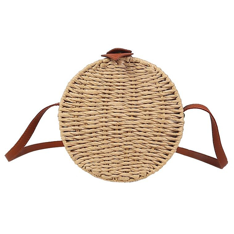 Circle Round Bag - Damska Letnia Torba Rattanowa Okrągła Słomkowa