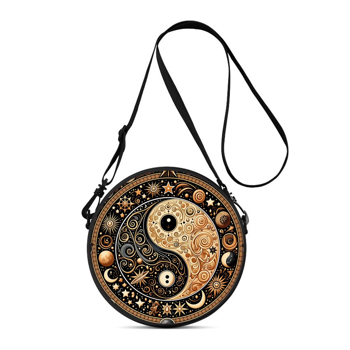 Circle Round Bag - Damska okrągła torebka crossbody z nadrukiem