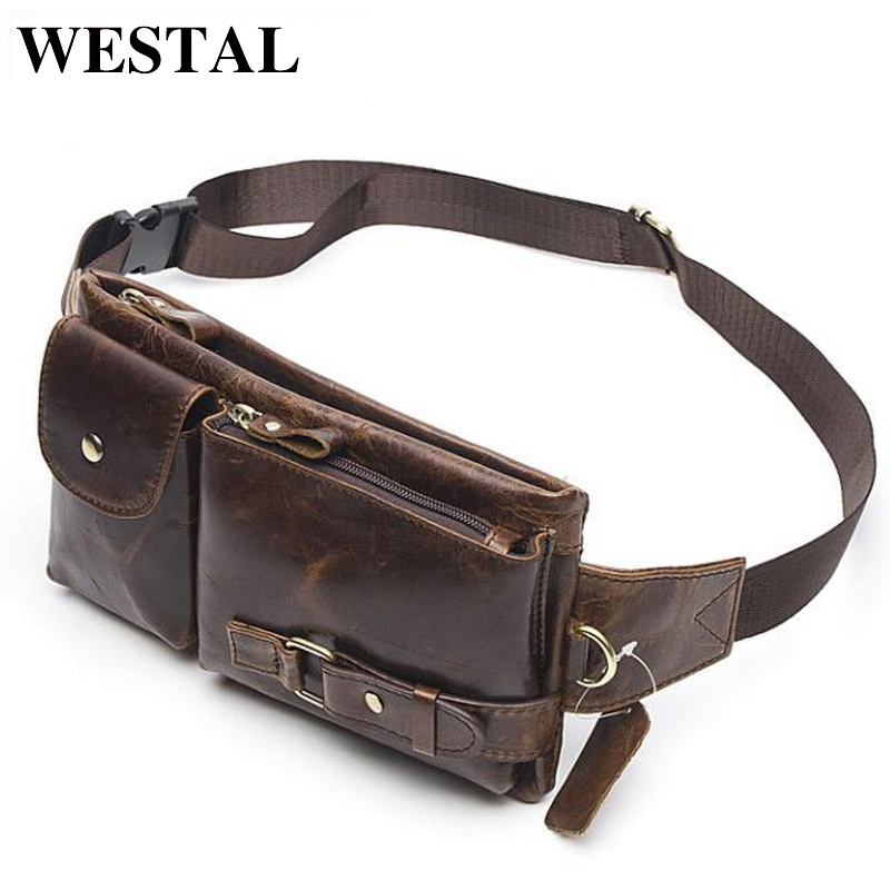 Saddle Bag Leather - WESTAL Genuine Leather Waist Packs Men