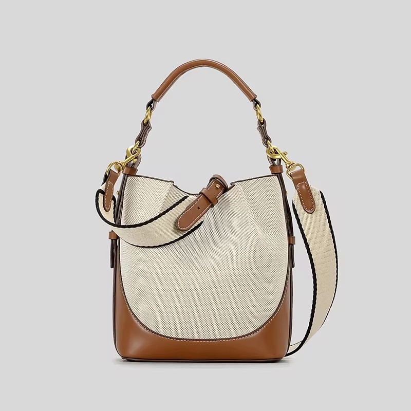 Women Bags Zara - Modna płócienna torba typu Bucket z